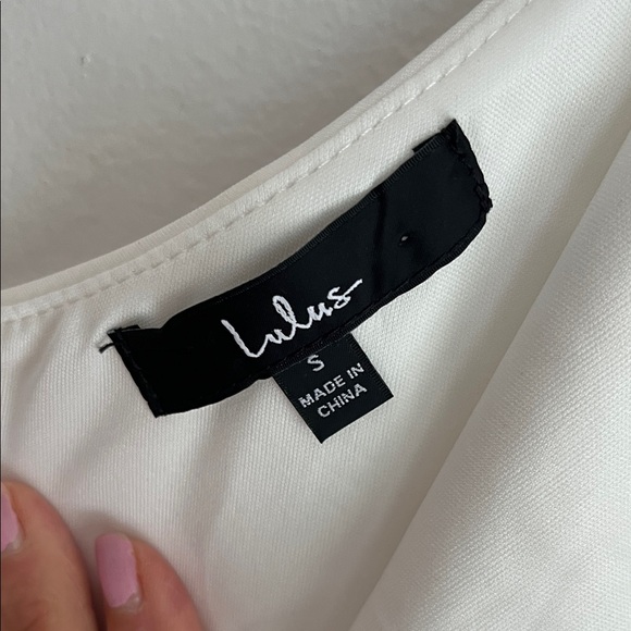 Lulu's Chic One-Shoulder White Dress Sz sm fully lined bin Z - Picture 5 of 8